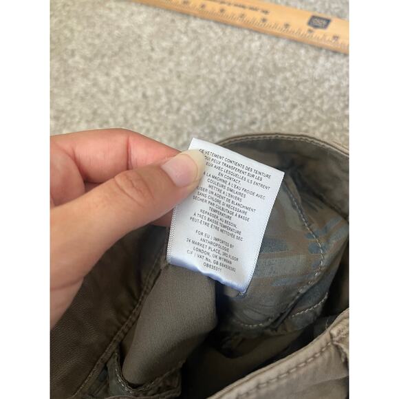 Anthropologie Relaxed Striped Chino Pants Velvet Army Green Boho Womens Size 30 - Picture 9 of 13